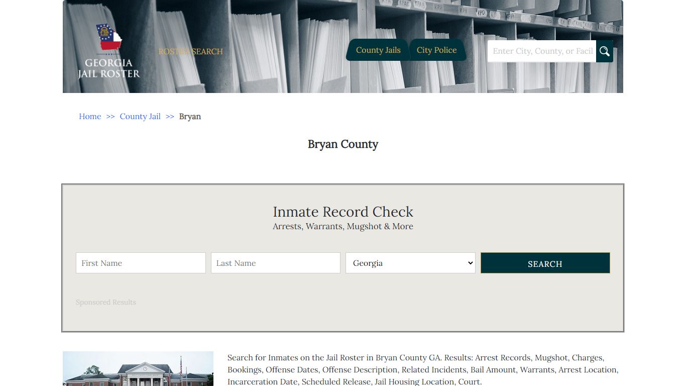 Bryan County | Georgia Jail Inmate Search